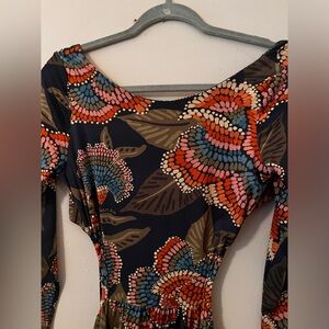 Farm Rio Backless Maxi Dress - Vibrant Floral Design (Size M)